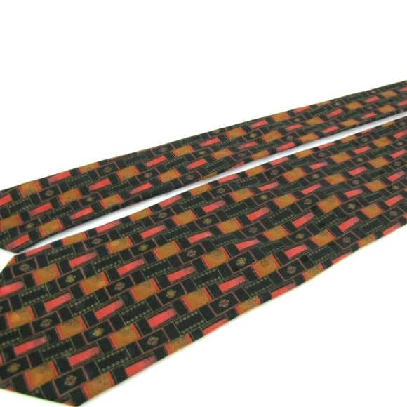 BRIONI Tie Copper Orange Black Geometric / Luxury - Picture 3 of 8